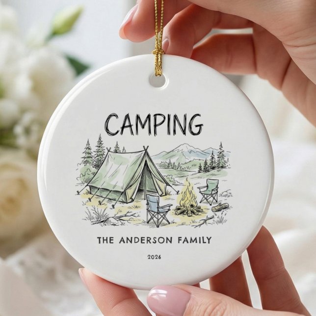 Personalised Family Camping Ornament (Creator Uploaded)