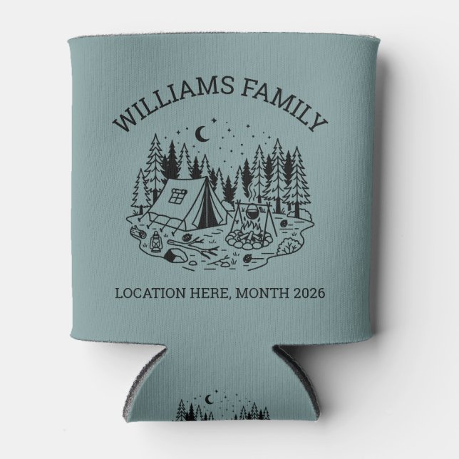Personalised Family Camping Vacation Can Cooler (Front)