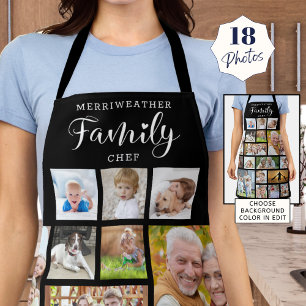 Personalised FAMILY CHEF 18 Photo Collage Black Apron
