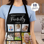 Personalised FAMILY CHEF 18 Photo Collage Black Apron<br><div class="desc">Create a custom photo collage apron with 18 photos and personalised with a name and FAMILY CHEF. CHANGES: Change the black background colour and/or change the text font style, size, colour or placement by clicking EDIT. PHOTO TIP: Choose photos with the subject in the middle and/or pre-crop into similar shapes...</div>