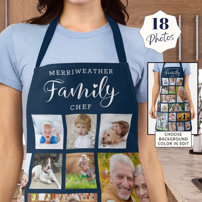 Personalised FAMILY CHEF 18 Photo Collage Blue Apron (Creator Uploaded)