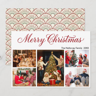 Personalised Family Christmas 5 Photos & name Holiday Card