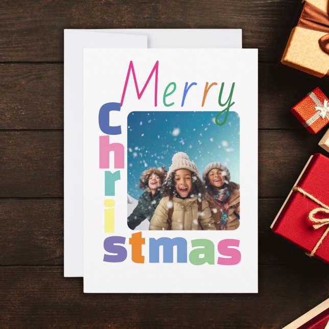 Personalised family Christmas Colourful modern Holiday Card (Creator Uploaded)