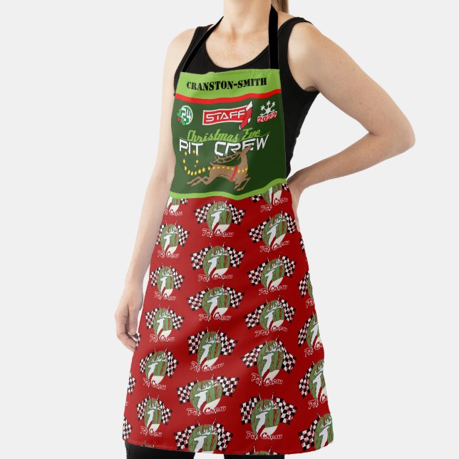Personalised Family Christmas Eve Pit Crew Apron (Insitu)