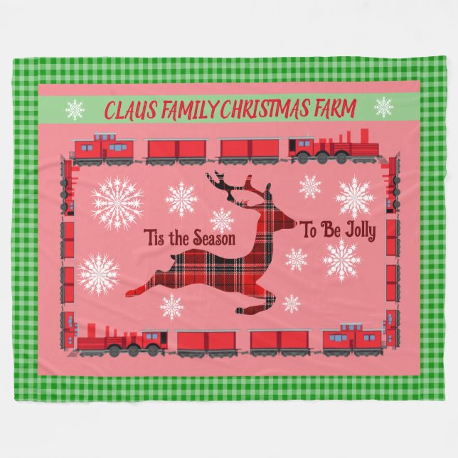 Personalised Family Christmas Farm Fleece Blanket (Front (Horizontal))