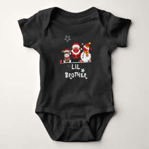 Personalised Family Christmas Holiday Lil Brother Baby Bodysuit