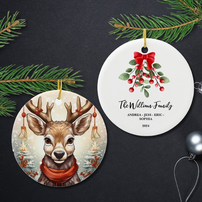 Personalised Family Christmas Ornament, 2-Sided Ceramic Tree Decoration (Creator Uploaded)