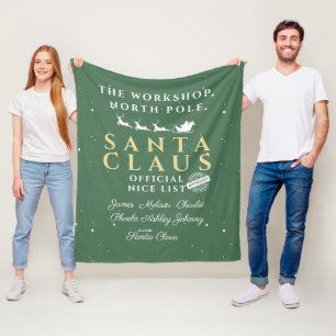 Personalised Family Christmas Santa's Nice List Fleece Blanket