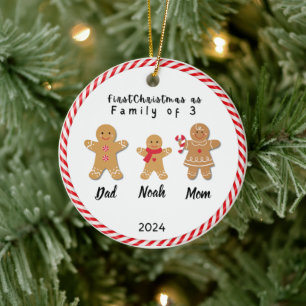 Personalised Family Christmas With 3 Custom Names  Ceramic Tree Decoration