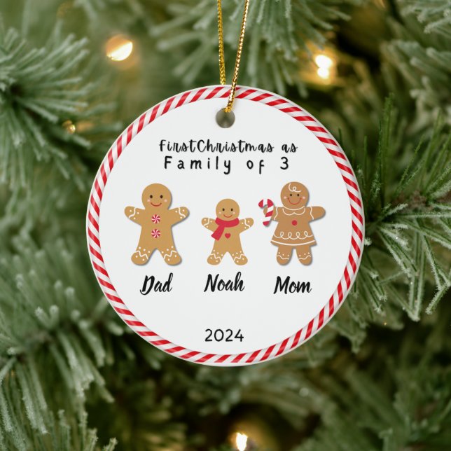 Personalised Family Christmas With 3 Custom Names  Ceramic Tree Decoration (Tree)