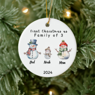 Personalised Family Christmas With 3 custom names  Ceramic Tree Decoration