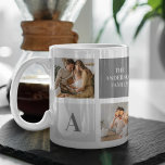 Personalised Family Collage Gift Coffee Mug<br><div class="desc">Trendy Collage Photo & Grey Best Family Gift</div>
