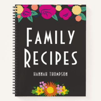 Personalised Family CookBook Floral Blank Recipe Notebook