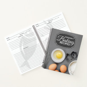 Personalised Family Cookbook Grey Baking Recipe Notebook