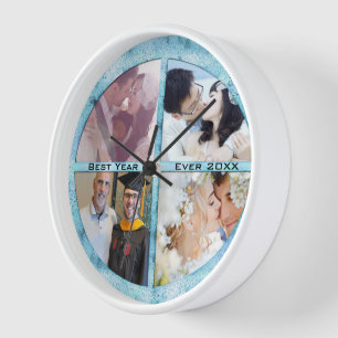 Personalised Family Couple's Photos Best Year Ever Wall Clock