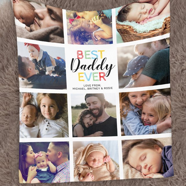 Personalised Family Dad Photo Collage Fleece Blanket (Creator Uploaded)