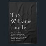 Personalised Family Definition Black and White Tea Towel<br><div class="desc">Personalise with your family name,  definition and family member names to create a unique,  fun and thoughtful gift. A perfect way to show the uniqueness of your family. You can customise the background to your favourite colour. Designed by Thisisnotme©</div>