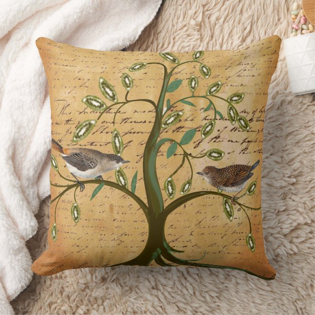 Personalised Family Established Date and Birds Cushion (Blanket)