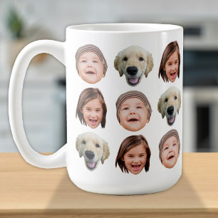 Personalised Family Face 3 Photos Cute Coffee Mug