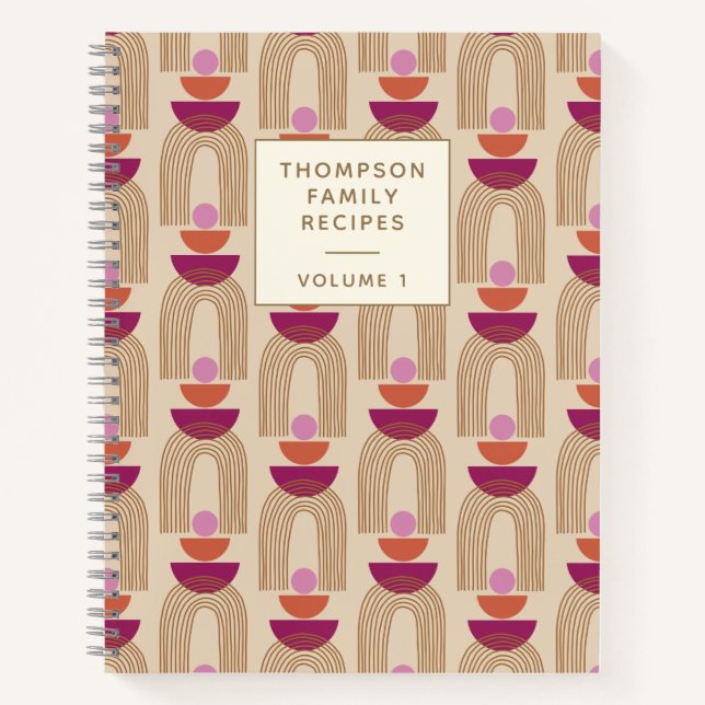 Personalised Family Favourite Recipes Retro Earthy Notebook (Front)