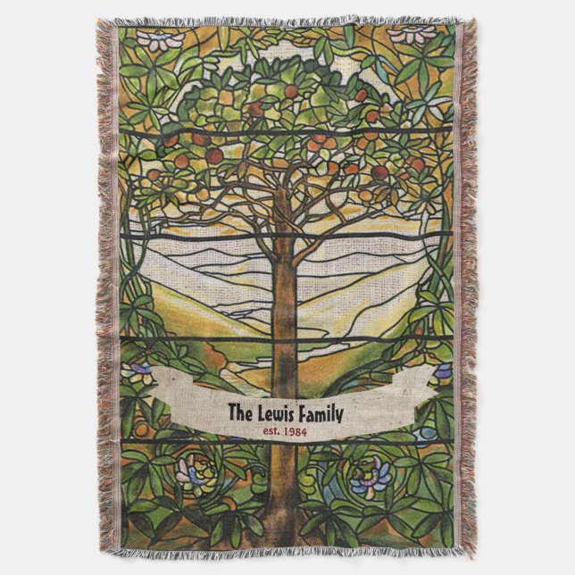 Personalised Family Fruity Tree Throw Blanket (Front Vertical)