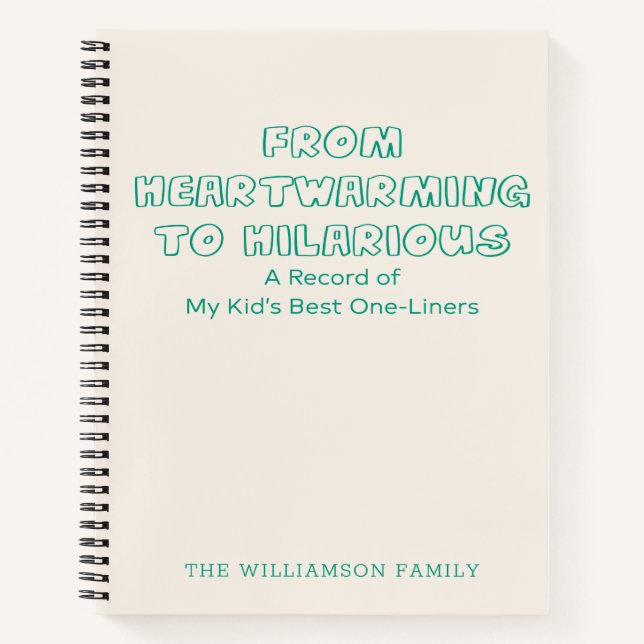 Personalised Family Funny Kid Quotes Memory Parent Notebook (Front)