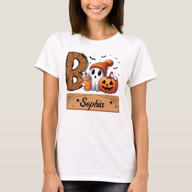 Personalised Family Halloween Ghost Boo Crew T-Shirt (Front)