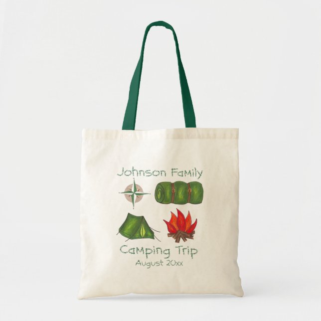 Personalised Family Hike Camp Camping Trip Tote Bag (Front)