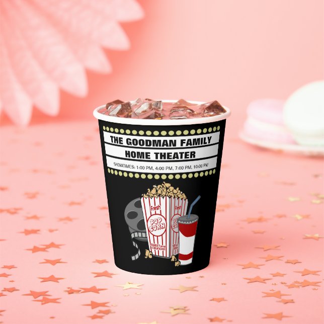 Personalised Family Home Movie Theatre Customised Paper Cups (Insitu)