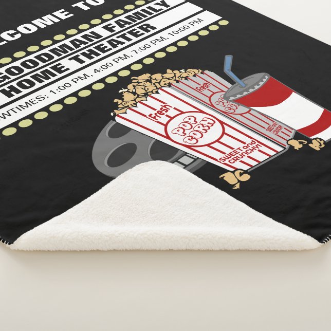 Personalised Family Home Movie Theatre Sherpa Blanket (3/4)