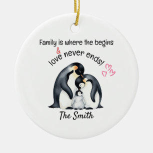 Personalised Family Is Where Love Never Ends Ceramic Tree Decoration