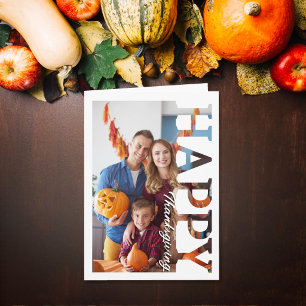 Personalised family kids Photo Happy thanksgiving Card