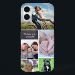 Personalised Family Memories Photo collage iPhone 16 Plus Case<br><div class="desc">Personalise this phone case for mum with her favourite photo. Fill the photo collage she can look at each day. Include photos of the kids,  pets,  spouse,  the whole family. Chalkboard block with customisable text "We love you mummy"</div>