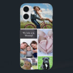 Personalised Family Memories Photo collage iPhone 16 Plus Case<br><div class="desc">Personalise this phone case for mum with her favourite photo. Fill the photo collage she can look at each day. Include photos of the kids,  pets,  spouse,  the whole family. Chalkboard block with customisable text "We love you mummy"</div>