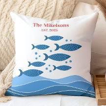 Personalised Family Modern Blue Coastal Fish