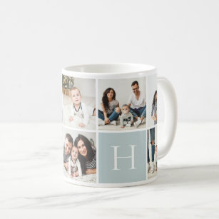 Personalised Family Monogram 9 Photo Collage Coffee Mug