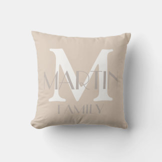 Personalised Family Monogram and Name Throw Pillow
