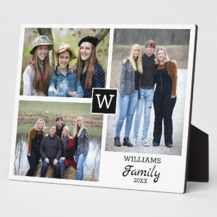 Personalised Family Monogram Name 3 Photo Collage  Plaque