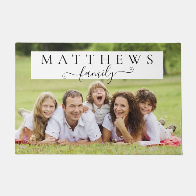 Personalised Family Monogram Surname Custom Photo Doormat (Front)