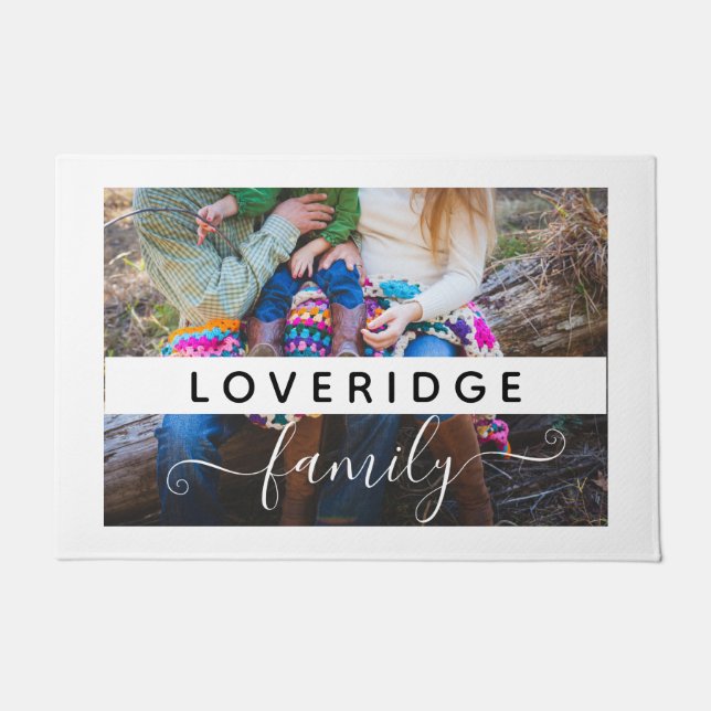 Personalised Family Monogram Surname Custom Photo Doormat (Front)