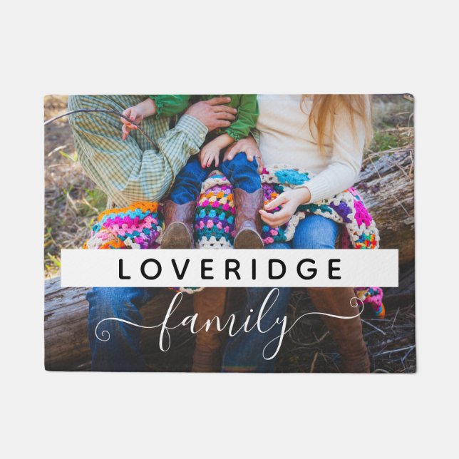 Personalised Family Monogram Surname Custom Photo Doormat (Front)