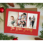 Personalised Family Name 4 Photo Collage<br><div class="desc">Spread love with this personalised holiday photo card that features a photo collage and your family name. Add an additional photo and text to the back. To customise even further,  click on the “Edit using Design Tool.” Shop holiday cards and much more at www.zazzle.com/store/nbpaperco</div>