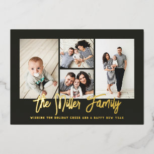 Personalised Family Name 4 Photo Collage Foil Holi