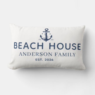 Personalised Family Name Beach House Throw Pillow