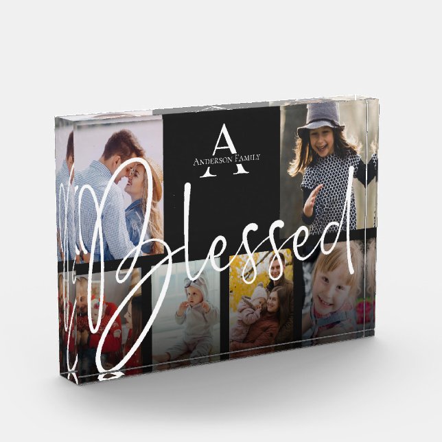 Personalised Family Name Blessed Photo Collage Block (Left)