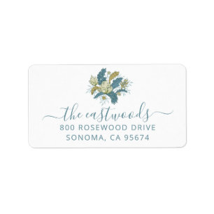 Personalised Family Name Blue Floral Label