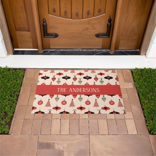 Personalised Family Name Christmas Pattern Doormat (Outdoor)