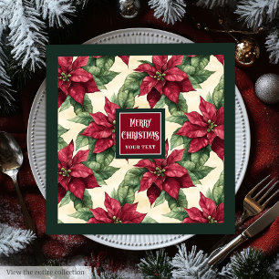 Personalised family name Christmas poinsettia Napkin