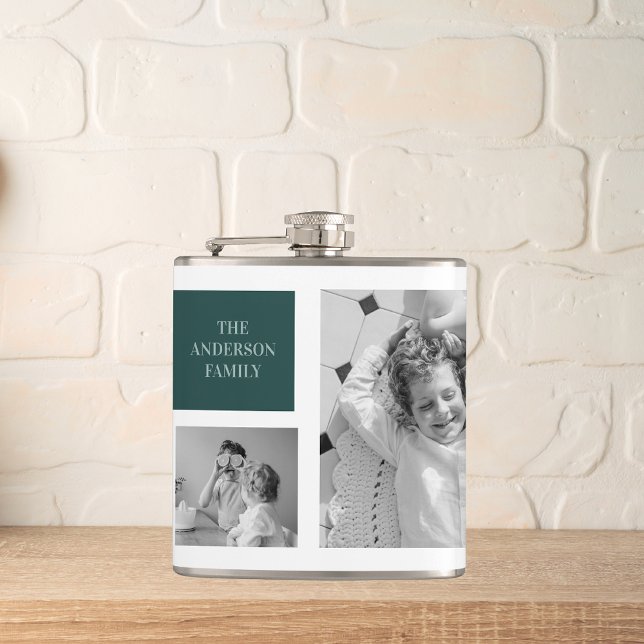 Personalised Family Name Collage Photo Gift Hip Flask (Creator Uploaded)