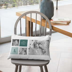 Personalised Family Name Collage Photo Gift Lumbar Cushion